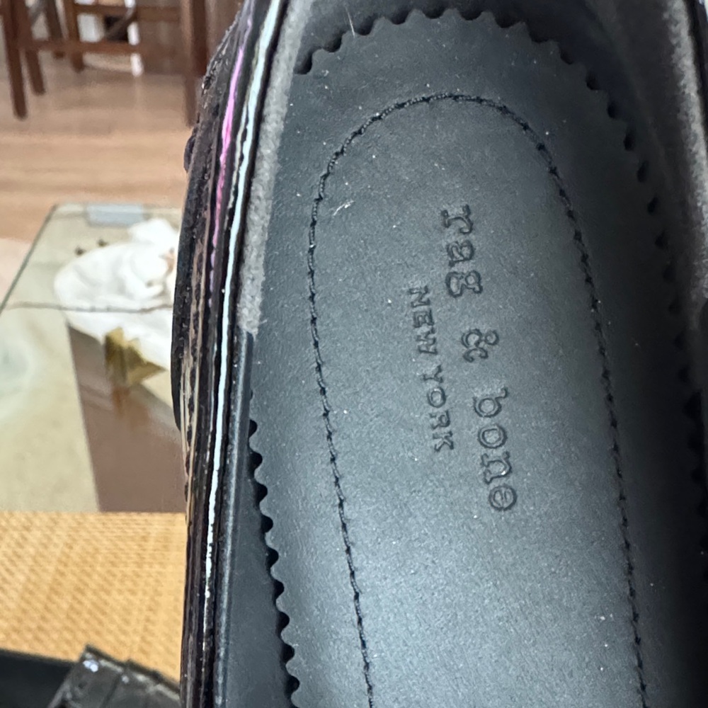 Rag & Bone Black Crackled Patent Leather Loafers EUR 39 US 9 NEW - Picture 3 of 7